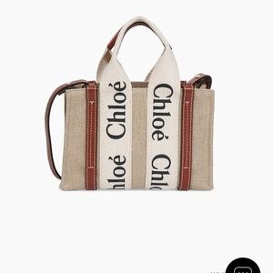 Chloe Mini Woody Linen Top Handle Bag